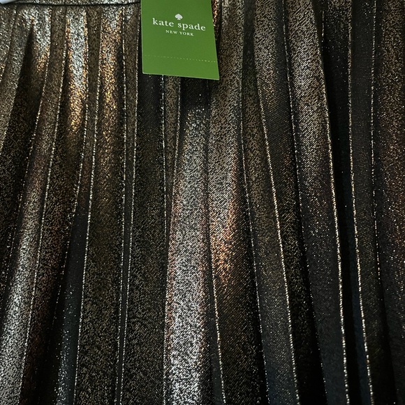 Kate Spade New York Sonny Metallic Gold Pleated Skirt, New With Tags, Size 12 - Picture 8 of 12